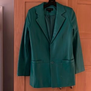 Bagatelle Leather Emerald Green single breasted blazer size M stunning color